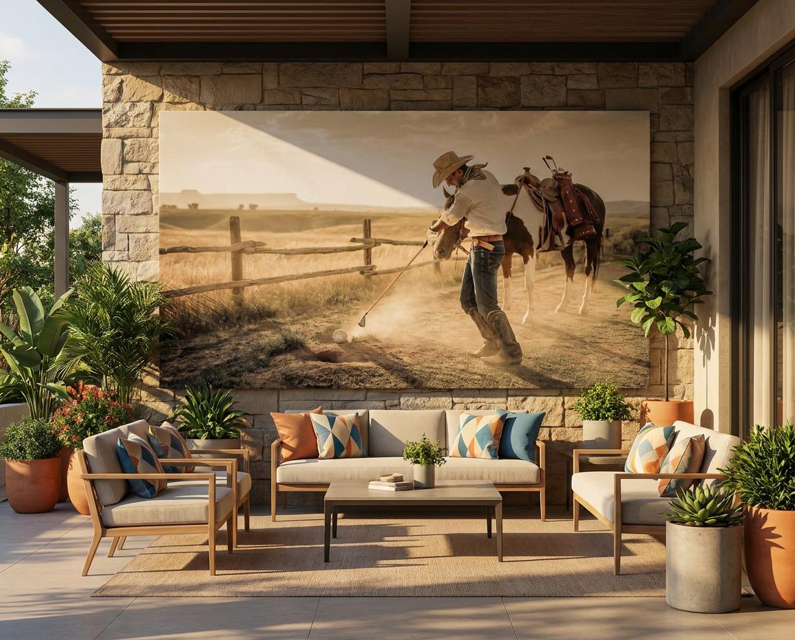 Cowboy Polo Horse Print: Western Sunset Ranch Game Sports Wall Art Decor