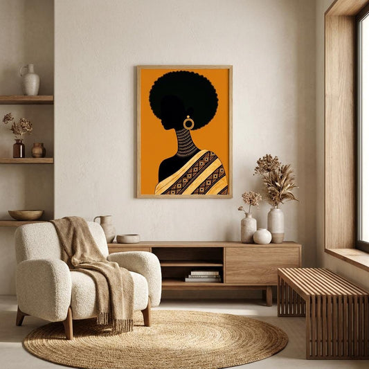 African Woman Art Print Digital Download, Afrocentric Wall Art, Black Woman Silhouette, Boho Decor, Ethnic Culture Art, Instant Digital